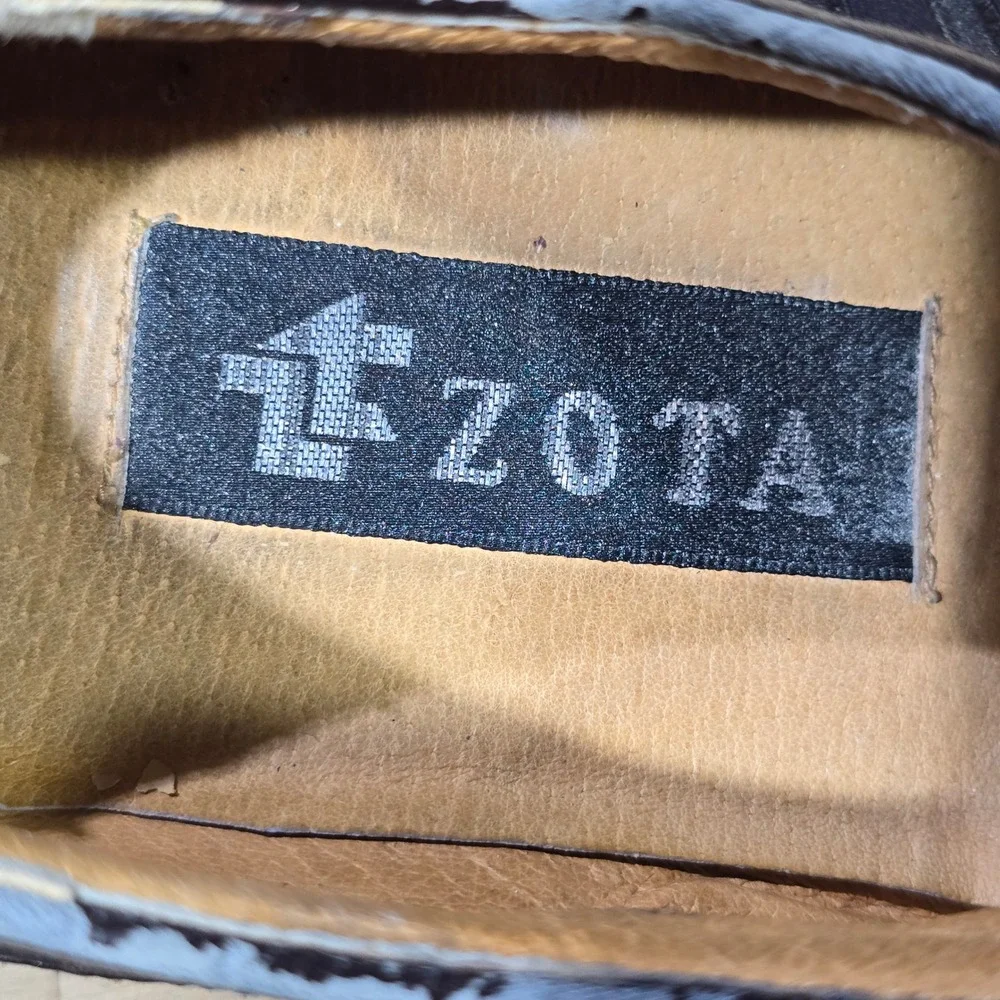 Zota Men's 9.5 Brown Leather Square Toe Oxford Lace Up Dress Shoes Formal‎ Wear